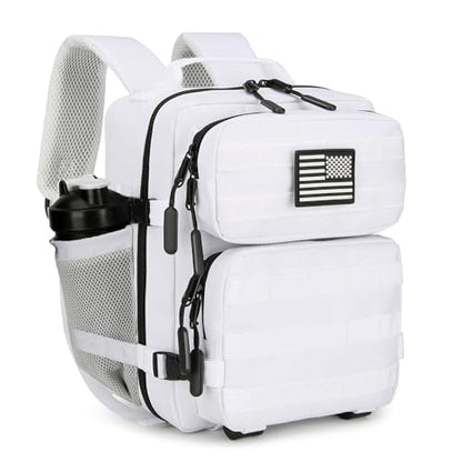 9L Mini Tactical Backpack for Men and Women, Tactical Backpack Small for Hiking, Small Tactical Bag（White） - color: White