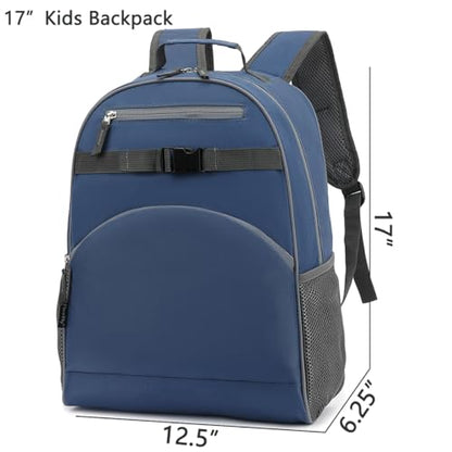 FlowFly Kids Backpack for Toddler Boys Girls, Simple Lightweight Bookbag for Daycare Kindergarten Elementary School Travel, Small Modern Bag (Large), Cyan - color: Cyan, style: Kids Large: 17l