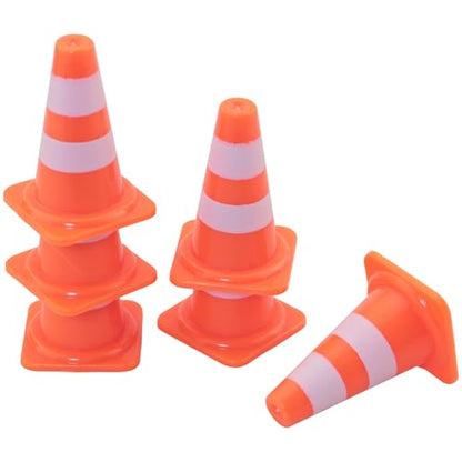 20PCS Car Model Toy Educational Traffic Cones Plastic Mini Road Marker Enlightenment Simulation Props 20 Orange Cones 10 Red White Round Barrier Connecting Rods