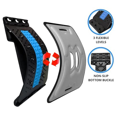 Back Stretcher with Lumbar Support for Back Pain Relief - Dual-Sided 3-Level Adjustable Spinal Decompression lumbar board (Blue) - color: Blue