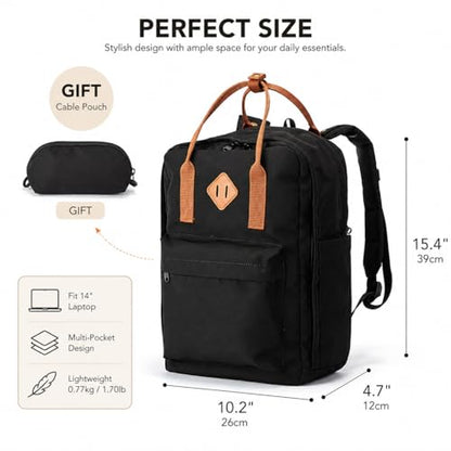 Travel Backpack for Women & Men, Laptop Backpack Fits 15.6 Inch Laptop, Water-Resistant Durable Computer Bag for Work, College & Daily Commute (Black) - color: Black
