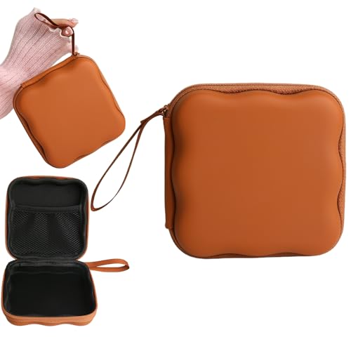 Charger Cover Storage Bag, Waves Design Charger Protector Travel Storage Case, Earphone Wire Saver Cable Cord Organizer Wireless Earphone Storage Box, Brown - color: Brown