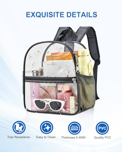 Clear Backpack for Stadium Events, 12x12x6 Small Clear Plastic bag with Reinforced Straps for Game Security Festival Concert - color: Grey