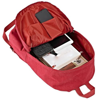 Durable Canvas College Rucksack Laptop Excursion Backpack Travel Notebook School Backpack Bookbag For Men Women Red Factory Directly - color: Red