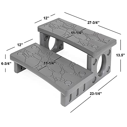 XtremepowerUS 2 Step Multi Purpose Spa Hot Tub Pool RV Campers Deck Steps Lightweight Sided Step (Gray) - color: Gray