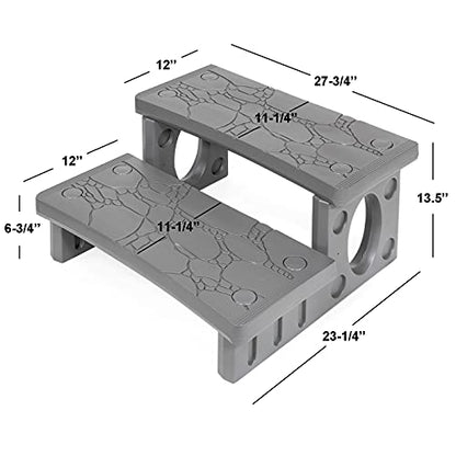 XtremepowerUS 2 Step Multi Purpose Spa Hot Tub Pool RV Campers Deck Steps Lightweight Sided Step (Gray) - color: Gray