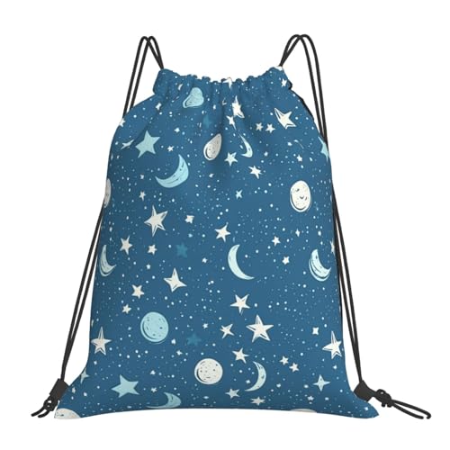 Drawstring Bags Starry Sky Moon Backpack Bag Travel Beach Sport Gym Sack String Yoga Bag - color: Starry Sky Moon