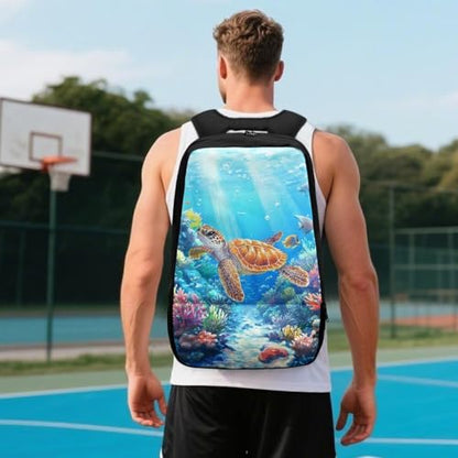 Basketball Backpack With Separate Ball Compartment And Shoes Fit Basketball Volleyball Football - color: Turtle