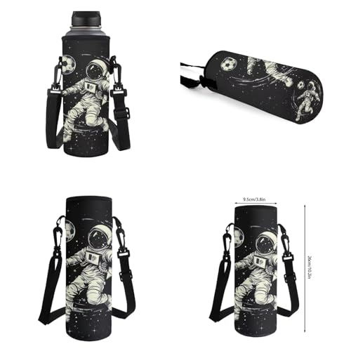 Backpack for Boys Girls Astronaut Playing Soccer Lunch Bag with Handles Novelty Pencil Case for Stationery Essentials Reusable Water Bottle Holder with Adjustable Strap 4PCS Backpack Set - color: Astronaut Playing Soccer