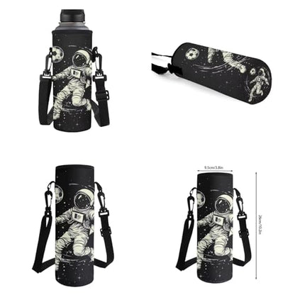 Backpack for Boys Girls Astronaut Playing Soccer Lunch Bag with Handles Novelty Pencil Case for Stationery Essentials Reusable Water Bottle Holder with Adjustable Strap 4PCS Backpack Set - color: Astronaut Playing Soccer