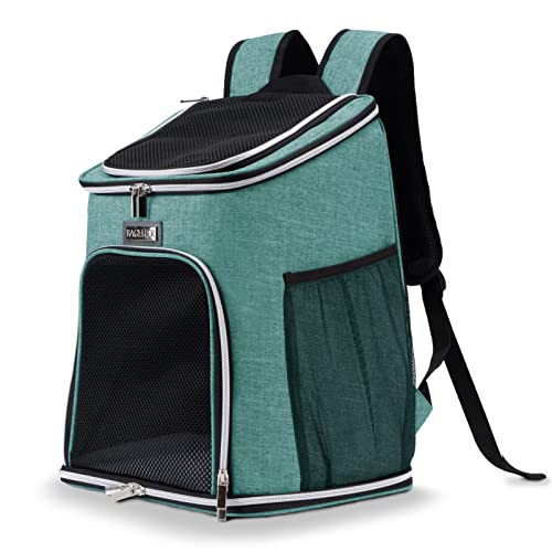 BAGLHER Cat Backpack Carrier, Mesh Pet Cat Carrier for Medium Small Dog Cat Puppy Kitten Bunny up to 18lbs, Dog Travel Backpack for Picnic Hiking Walking Cycling, Green - color: Green, size: Non-Expandable