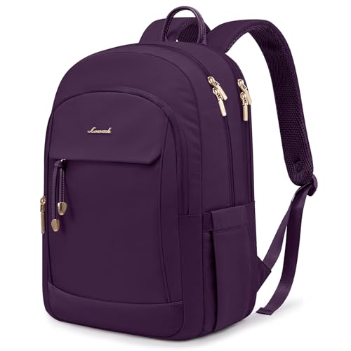 LOVEVOOK Travel Laptop Backpack Women, 15.6 Inch Anti Theft College Backpack Woman with Laptop Compartment, Large Water Resistant Black Computer Daypack for Work Casual Travel Essentials, dark purple - color: Dark Purple, size: 15.6 inches