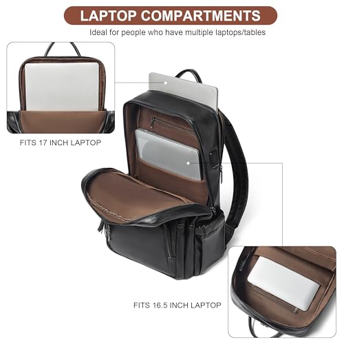 Shrrie 17 Inch Faux Leather Laptop Backpack for Women with Large Cup Holder - color: Black