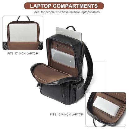 Shrrie 17 Inch Faux Leather Laptop Backpack for Women with Large Cup Holder - color: Black