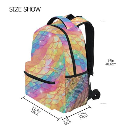 Backpacks for Men and Women Waterproof College School Computer Bag with Chest Strap Gift Men & Women Rainbow Scales Glittering - color: Multicolor06