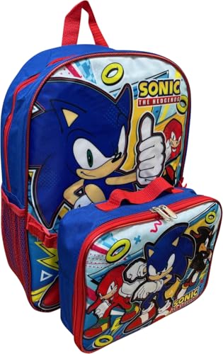 Ruz Sonic The Hedgehog 16 Inch Backpack With Detachable Matching Lunch Box (Sonic II) - style: Sonic Ii