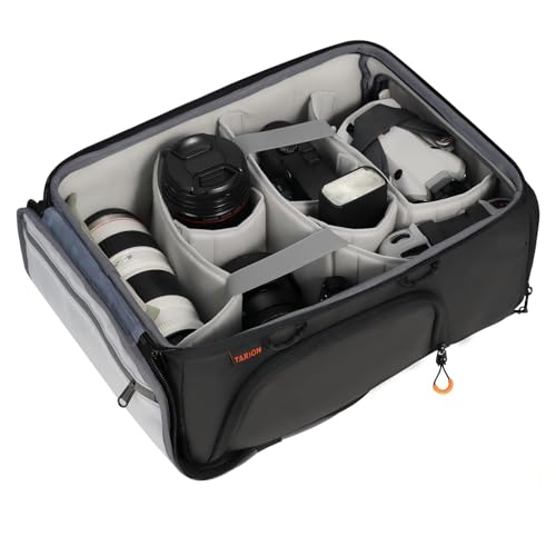TARION Medium Camera Insert Bag - Quick Access DSLR Inner Case Organizer - Fits 2 Cameras 7 Lenses Drone Gear - Full Opening Back Design Protective Insert ShellCore M - style: M (2 Cameras 7 Lenses)