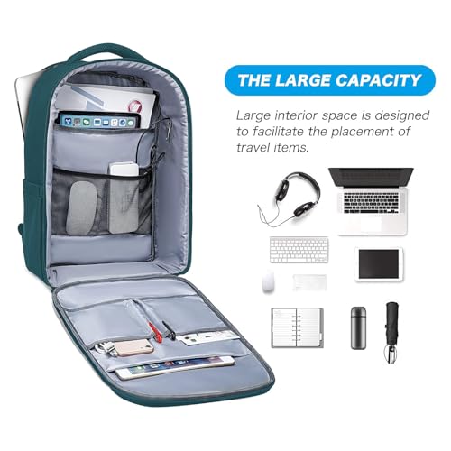 MOSISO 15.6-16 inch 35L Laptop Backpack with USB Charging Port for Women Men, Waterproof Hardshell Travel Business Computer Bag, Anti-Theft Daypack with Luggage Strap, Teal Green - color: Teal Green