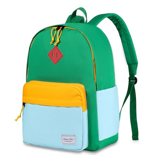 Chase Chic Kids Backpack for Girls - 17 inch School Backpacks for Toddler Fits 6 to 12 Years Old - Lightweight Water Resistant Preschool Bookbag for Travel Daycare (Green Light Blue) - color: Green&light Blue