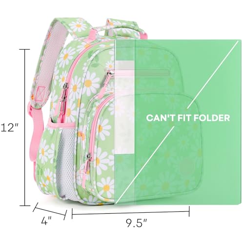 mibasies Toddler Backpacks for Girls 2-4: Little Kid Bookbag for Preschool Prek Daycare Daisy Green - color: Daisy Green, style: Toddler-12"h(not Fit Folder)