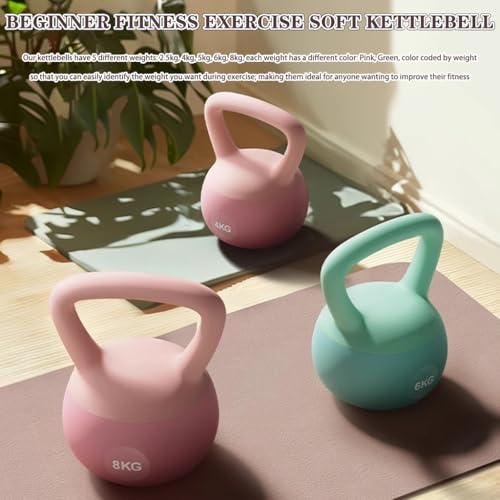 Kettlebell Weights Beginner Fitness Exercise Soft Kettle Bells, Women's Weight Loss Training Dumbbell, Anti-Slip Handle, Vest Line/Peach Buttocks(Green,6kg) - color: Green