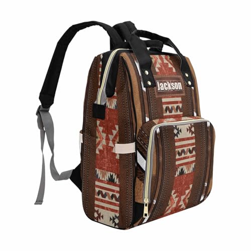 Newcos Personalized Diaper Bag with Name, Custom Mommy Diaper Bags for New Mom Baby, Customized Babys Backpack Nursing Bags with Water Bottle Tote Bag for Wife Women Men Newborn Mom Travel Brown - color: Patten 14