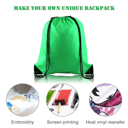 KUUQA 20Pcs Green Drawstring Backpack Bags - color: Green