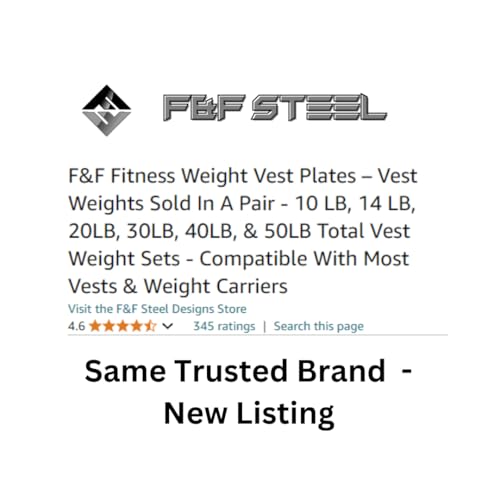 F&F STEEL Adjustable Weighted Vest & Plates - Strength, Edurance, Running, Hiking, Rucking, Fitness WODs - color: Orange Plates - 3.75lb