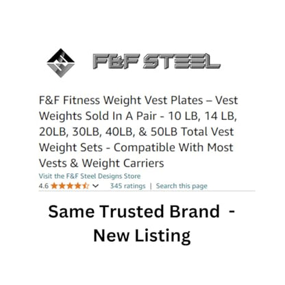 F&F STEEL Adjustable Weighted Vest & Plates - Strength, Edurance, Running, Hiking, Rucking, Fitness WODs - color: Orange Plates - 3.75lb