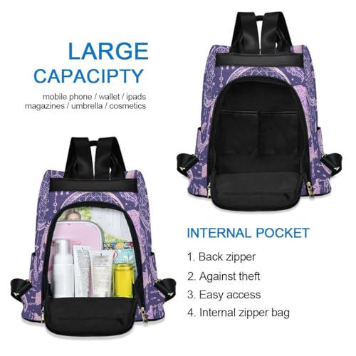 ALAZA Dream Catcher Roses Leaves and Feathers Trips Hiking Camping Rucksack Pack for Women - color: Multi 5