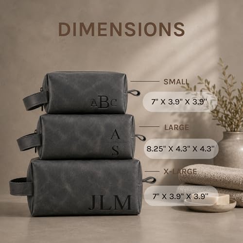 Motiwear Custom Leather Toiletry Bag for Men Personalized Dopp Kit Travel Grooming Organizer Gift for Him Stylish - Black - color: Black