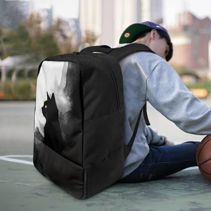 Basketball Backpack With Separate Ball Compartment And Shoes Fit Basketball Volleyball Football - color: Ink-wash Cat