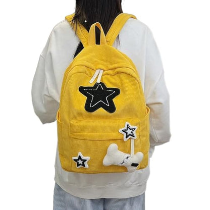 Y2K Star Backpack for Girls Cute Aesthetic College Laptop Backpack Large Capacity Bookbag Daypack for Teens (Yellow) - color: Yellow