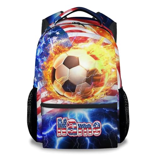 UNIKITTY Kids Backpack for School, Soccer Backpack for Boys Girls, Personalized Sport Theme Bookbag Gifts, 17 Inch Custom Children's School Bag with Name - color: Color-2