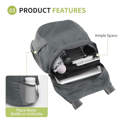 20L Ultra Hiking-Daypack Lightweight Foldable Travel Packable Backpack for Camping Cycling Outdoor,grey - color: Grey