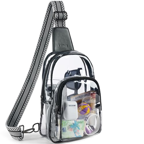 LATMAP Clear Bag for Stadium Events, Clear Purse for Women Stadium Crossbody Bag, Transparent Bag for Concerts Sports - color: Regular Size-Guitar Black