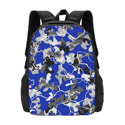 Lightweight Polyester Daypack Blue Camouflage Print, Anti Theft Large Capacity Travel Hiking Backpack Unisex Carry On Bag for Outdoor Commute Business Use - color: Design (661)