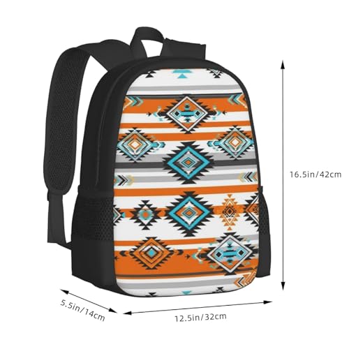 Lightweight Daypack Southwest Native Indian American Tribal Ethnic Aztec Print, Stands Upright, Padded Laptop Sleeve, for Commuters & Travel - color: Design (406)
