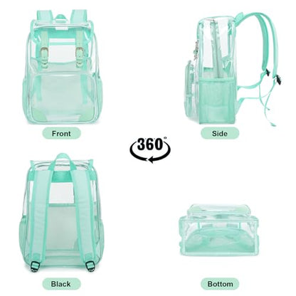 Fuyicat Clear Backpack Heavy Duty PVC Transparent Girls Kids School Backpacks Stadium Approved See Through College Bookbag for Women (Green), Large - color: Green