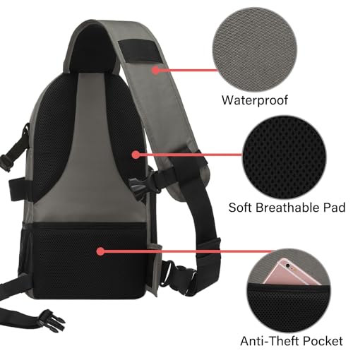 MOSISO Camera Sling Bag, DSLR/SLR/Mirrorless Camera Case Shockproof Photography Camera Backpack with Tripod Holder & Removable Modular Inserts Compatible with Canon/Nikon/Sony/Fuji, Gray - color: Gray