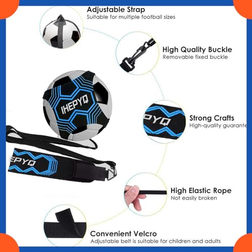 IHEPYQ Soccer Agility Training Equipment Set, 12 Rung 20Ft Agility Ladder, 12 Disc Cones, 4 Steel Stakes, Solo Soccer Trainer, Jump Rope - Speed Training Equipment for Soccer Football Basketball - color: Blue