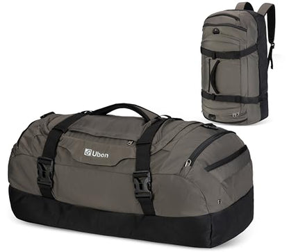 Ubon Large Duffel Bag Weekender Bags with Shoe Compartments 4-Way Sports Gym Backpack with Padded Straps Camping Traveling Duffle Bag - color: Grey, size: 80L