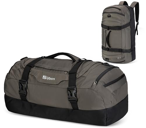 Ubon Large Duffel Bag Weekender Bags with Shoe Compartments 4-Way Sports Gym Backpack with Padded Straps Camping Traveling Duffle Bag - color: Grey, size: 65L