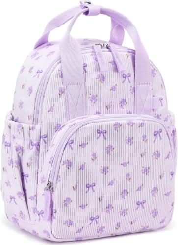 Bluboon Toddler Backpack for Girls Boys 2-4 Cute 12" Preschool Kindergarten Backpacks Kids Daycare Bags School Travel (Purple Bow Floral, Age 2-4 (12" H not Fit A4 Folder)) - color: Purple Bow Floral, size: Age 2-4 (12" H not Fit A4 Folder)
