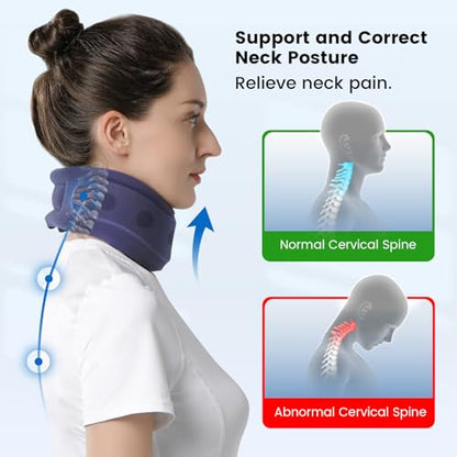 Velpeau Neck Brace for Neck Pain and Support - Soft Cervical Collar for Sleeping, Snoozing, Sleeping Upright, Anti-Snoring, Sleep Apnea for Women & Men (Blue, Enhanced Version, S: 10.5-11.5"/2.7") - size: Small (Pack of 1), style: Enhanced Version-Blue