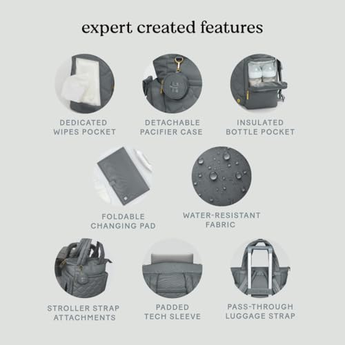 HUGGIES unisex-adult Cozy Hugpack Tote Diaper Bag - color: Quiet Smoke Quilted