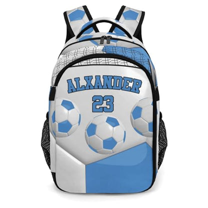 Backpack for School,Sport Ball Athlete Player Soccer Ocean Kid Water Resistant Casual Daypack for Travel with Bottle Side Pockets 16.5 Inch - color: Ocean
