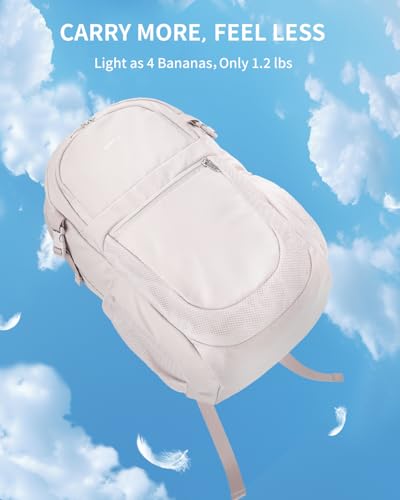 ECOHUB Travel Backpack for Women, 17.3 inch Suspended Laptop Backpack, Fashion Slim Water-Resistant College Computer Bookbag, 28L Personal Item Bag with 12 Pockets for Causal, Work, Beige - color: Beige