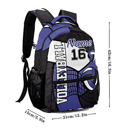 Personalized Volleyball Blue White Black Multifuction Backpack with Name Text for Women Men Gift - color: Backpack 12