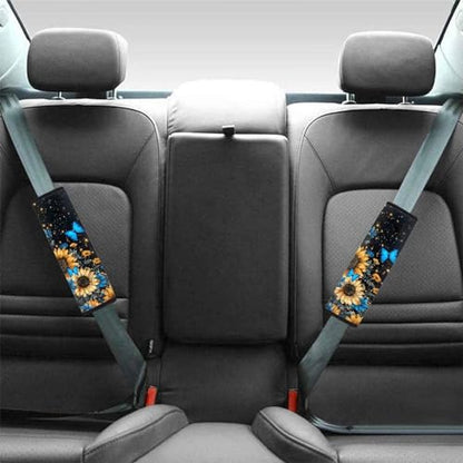 Dreaweet Soft Seat Belt Cover Pad Sunflower Butterfly Seatbelt Covers Car Accessories for Men Boys,Car Seat Belt Covers for Adults Kids - color: Sunflower Butterfly